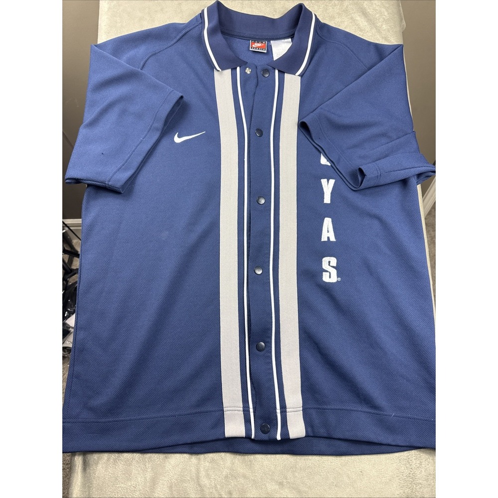 Vtg 90s Nike‎ Team Sports Georgetown Hoyas Snap Button Warm Up Jersey Large - Picture 3 of 14